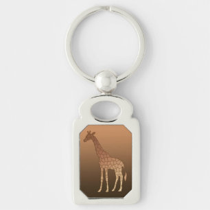 Moderne geometrische Giraffe, koper en bruin Sleutelhanger