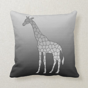 Moderne geometrische Giraffe, zilver grijs / grijs Kussen