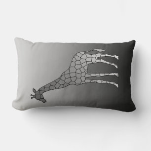 Moderne geometrische Giraffe, zilver grijs / grijs Kussen