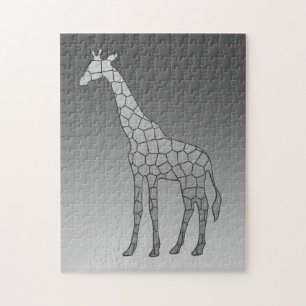 Moderne geometrische Giraffe Zilver grijs / grijs Legpuzzel