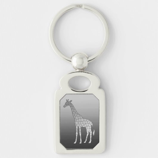 Moderne geometrische Giraffe, zilver grijs / grijs Sleutelhanger (Voorkant)