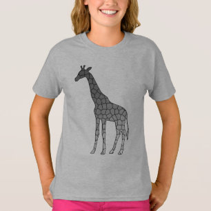 Moderne geometrische Giraffe, zilver grijs / grijs T-shirt