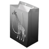 Moderne geometrische giraffe, zilvergrijs medium cadeauzakje (Voorkant Gekanteld)