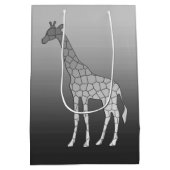 Moderne geometrische giraffe, zilvergrijs medium cadeauzakje (Achterkant)