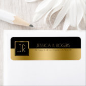 Moderne geometrische gladstrijk ontwerp zwart en g etiket (Insitu)