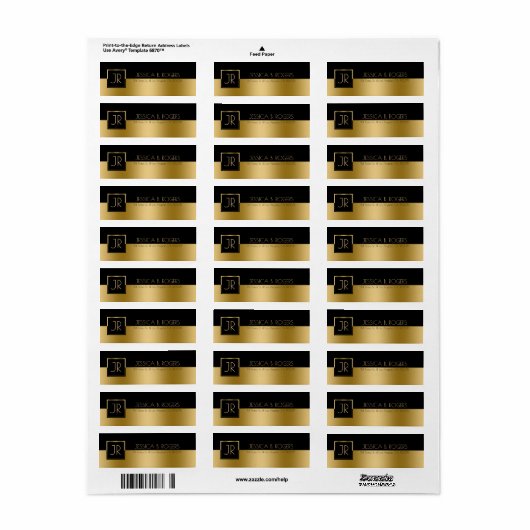 Moderne geometrische gladstrijk ontwerp zwart en g etiket (Full Sheet)