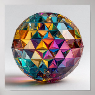 Moderne geometrische glazen bol - prismatische kun poster