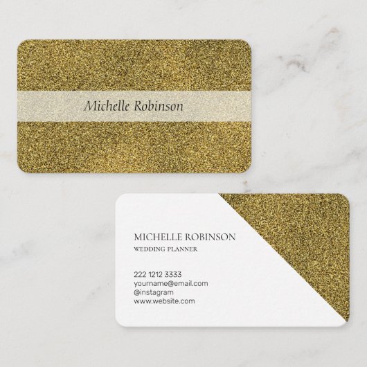 Moderne Geometrische Glitter Gold Professional Visitekaartje (Voorkant / Achterkant)