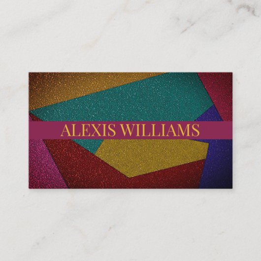 Moderne geometrische glitter qr code visitekaartje (Voorkant)