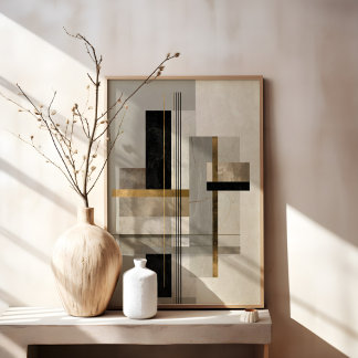 Moderne Geometrische Gouden Abstracte Kunst Canvas Afdruk