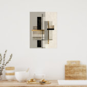 Moderne Geometrische Gouden Abstracte Kunst Poster (Keuken)