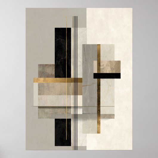 Moderne Geometrische Gouden Abstracte Kunst Poster (Voorkant)