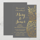 Moderne geometrische gouden anananassen bruiloft kaart (Voorkant / Achterkant)