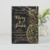 Moderne geometrische gouden anananassen bruiloft kaart (Staand voorkant)