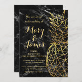 Moderne geometrische gouden anananassen bruiloft kaart (Voorkant / Achterkant)