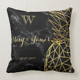 Moderne geometrische gouden anananassen bruiloft kussen