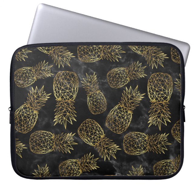 Moderne geometrische gouden anananassen laptop sleeve (Voorkant)