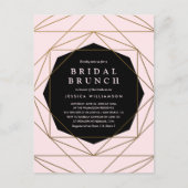 Moderne Geometrische Gouden, Blush & Zwarte Bruids Uitnodiging Briefkaart (Voorkant)
