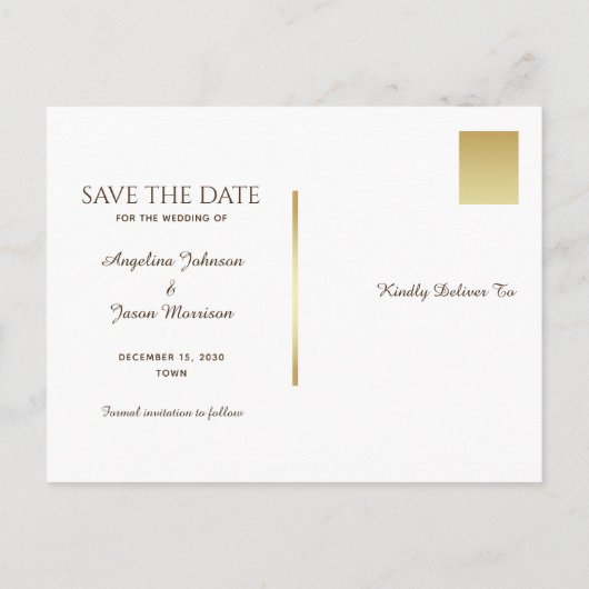 Moderne Geometrische gouden bruiloft bespaart de d Aankondigingskaart (Achterkant)