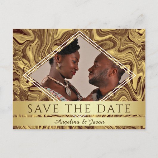 Moderne Geometrische gouden bruiloft bespaart de d Aankondigingskaart (Voorkant)