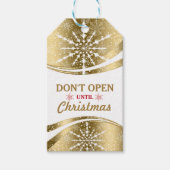 Moderne geometrische gouden en witte kerstsnowflak cadeaulabel (Voorkant)