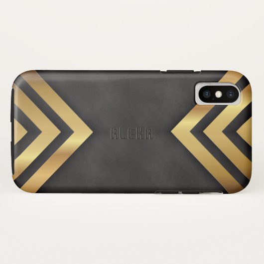 Moderne geometrische gouden en zwarte achtergrond Case-Mate iPhone case (Achterkant (horizontaal))