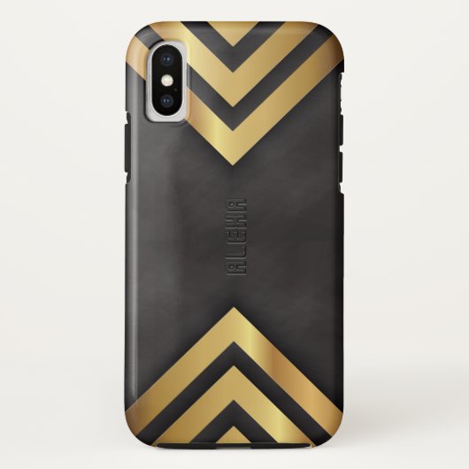 Moderne geometrische gouden en zwarte achtergrond Case-Mate iPhone case (Achterkant)