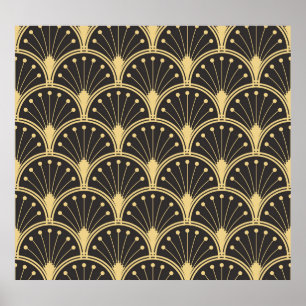 Moderne geometrische gouden gevoerde Tegels Poster