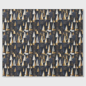 Moderne geometrische gouden kerstbomen cadeaupapier (Vlak)