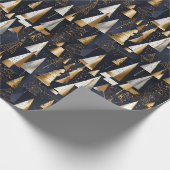 Moderne geometrische gouden kerstbomen cadeaupapier (Hoek)
