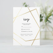 Moderne geometrische gouden lijst bruiloft maaltij RSVP kaartje (Staand voorkant)