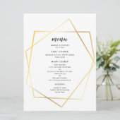 Moderne geometrische gouden lijst bruiloft menu (Staand voorkant)