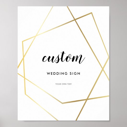 Moderne geometrische gouden lijst bruiloft poster (Voorkant)