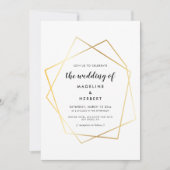 Moderne geometrische gouden lijst bruiloft uitnodi save the date (Voorkant)