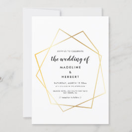 Moderne geometrische gouden lijst bruiloft uitnodi save the date