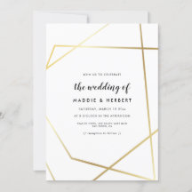 Moderne geometrische gouden lijst bruiloft uitnodi