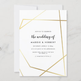 Moderne geometrische gouden lijst bruiloft uitnodi save the date