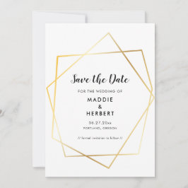 Moderne geometrische gouden lijst save the date