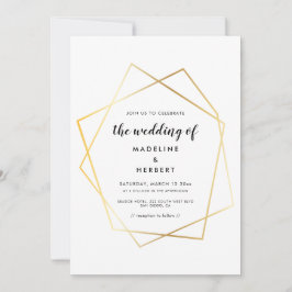 Moderne geometrische gouden lijst trouwuitnodiging save the date