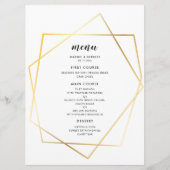 Moderne geometrische gouden lijsten bruiloft menu (Voorkant)