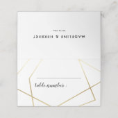 Moderne geometrische gouden lijsten bruiloft plaatskaartje (Buitenkant ongevouwen)