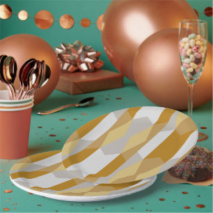 Moderne Geometrische Gouden Zilveren Abstracte Kun Papieren Bordje