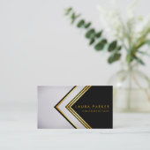 Moderne geometrische goudlegant visitekaartje (Staand voorkant)