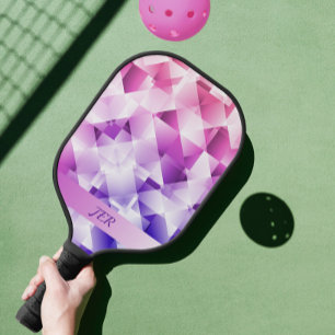 Moderne Geometrische gradiëntpatronen monogrammen  Pickleball Paddle