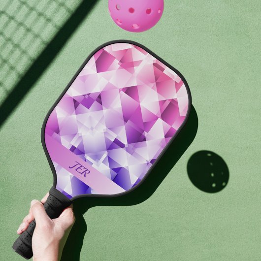Moderne Geometrische gradiëntpatronen monogrammen Pickleball Paddle