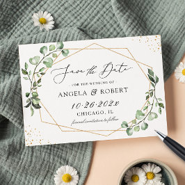 Moderne Geometrische Greenery Eucalyptus Leaves Sc Save The Date