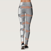 Moderne geometrische grijs & huid roze metallic te leggings (Achterkant)