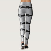 Moderne geometrische grijs & zwart metallic textuu leggings (Achterkant)