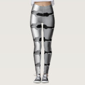 Moderne geometrische grijs & zwart metallic textuu leggings (Voorkant)