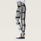 Moderne geometrische grijs & zwart metallic textuu leggings (Links)